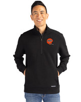 Cincinnati Bengals Historic Cutter & Buck Roam Epic Versatility Recycled Quarter Zip Mens Pullover Black Front