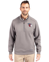 Cleveland Guardians Cutter & Buck Roam Epic Versatility Recycled Quarter Zip Mens Pullover Elemental Grey Front