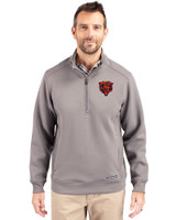 Chicago Bears Historic Cutter & Buck Roam Epic Versatility Recycled Quarter Zip Mens Pullover Elemental Grey Front