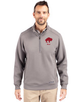 Buffalo Bills Historic Cutter & Buck Roam Epic Versatility Recycled Quarter Zip Mens Pullover Elemental Grey Front