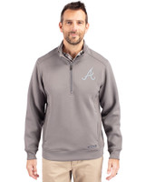 Atlanta Braves Cutter & Buck Roam Epic Versatility Recycled Quarter Zip Mens Pullover Elemental Grey Front
