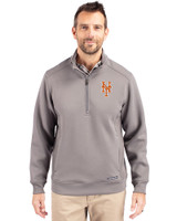 New York Mets Cutter & Buck Roam Epic Versatility Recycled Quarter Zip Mens Pullover Elemental Grey Front