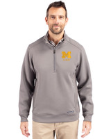 Michigan Wolverines Alumni Cutter & Buck Roam Epic Versatility Recycled Quarter Zip Mens Pullover Elemental Grey Front