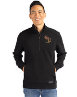 Florida State Seminoles Alumni Cutter & Buck Roam Epic Versatility Recycled Quarter Zip Mens Pullover Black Front