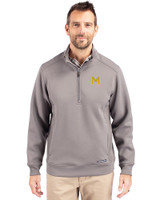 Michigan Wolverines College Vault Cutter & Buck Roam Epic Versatility Recycled Quarter Zip Mens Pullover Elemental Grey Front