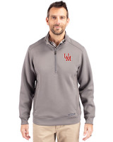 Ole Miss Rebels College Vault Cutter & Buck Roam Epic Versatility Recycled Quarter Zip Mens Pullover Elemental Grey Front
