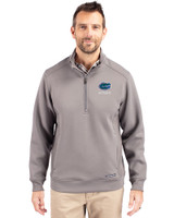 Florida Gators Alumni Cutter & Buck Roam Epic Versatility Recycled Quarter Zip Mens Pullover Elemental Grey Front