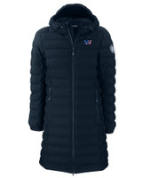 Washington Commanders Americana Cutter & Buck Mission Ridge Repreve Eco Insulated Womens Long Puffer Jacket NVBU_MANN_HG 1