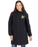 Athletics Cutter & Buck Mission Ridge Repreve Eco Insulated Womens Long Puffer Jacket Black Front