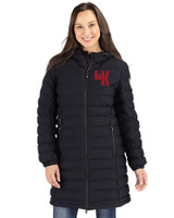 Western Kentucky Hilltoppers College Vault Cutter & Buck Mission Ridge Repreve Eco Insulated Womens Long Puffer Jacket Black Front