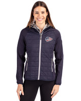 Kansas City Chiefs Americana Cutter & Buck Rainier Primaloft Womens Eco Full Zip Hybrid Jacket Dark Navy Front