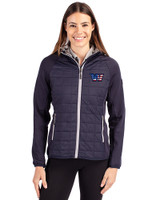 Washington Commanders Americana Cutter & Buck Rainier Primaloft Womens Eco Full Zip Hybrid Jacket Dark Navy Front