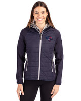 Jacksonville Jaguars Americana Cutter & Buck Rainier Primaloft Womens Eco Full Zip Hybrid Jacket Dark Navy Front