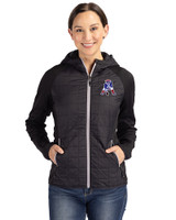 New England Patriots Historic Cutter & Buck Rainier Primaloft Womens Eco Full Zip Hybrid Jacket Black Front