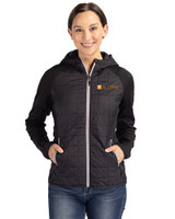Tennessee Volunteers Alumni Cutter & Buck Rainier Primaloft Womens Eco Full Zip Hybrid Jacket Black Front