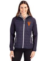 Virginia Hoos College Vault Cutter & Buck Rainier Primaloft Womens Eco Full Zip Hybrid Jacket Dark Navy Front