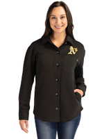 Athletics Cutter & Buck Roam Epic Versatility Recycled Womens Shirt Jacket Black Front