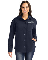 Seattle Seahawks Cutter & Buck Roam Epic Versatility Recycled Womens Shirt Jacket Navy Blue Front