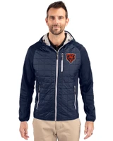 Chicago Bears Historic Cutter & Buck Rainier Primaloft Mens Eco Full Zip Hybrid Jacket Dark Navy Front
