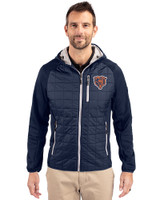 Chicago Bears Historic Cutter & Buck Rainier Recycled Insulated Hybrid Puffer Mens Full Zip Jacket Dark Navy Front