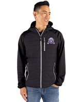 Northwestern Wildcats College Vault Cutter & Buck Rainier Primaloft Mens Eco Full Zip Hybrid Jacket Black Front
