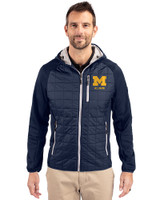 Michigan Wolverines Alumni Cutter & Buck Rainier Primaloft Mens Eco Full Zip Hybrid Jacket Dark Navy Front