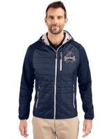 Utah State Aggies College Vault Cutter & Buck Rainier Primaloft Mens Eco Full Zip Hybrid Jacket Dark Navy Front