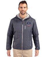Indianapolis Colts Americana Cutter & Buck Rainier Primaloft Eco Mens Full Zip Hooded Jacket Anthracite Melange Front