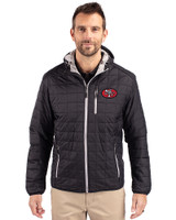 San Francisco 49ers Historic Cutter & Buck Rainier Primaloft Eco Mens Full Zip Hooded Jacket Black Front