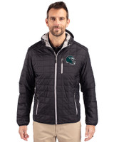 Philadelphia Eagles NFL Helmet Cutter & Buck Rainier Primaloft Eco Mens Full Zip Hooded Jacket Black Front