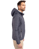 New England Patriots NFL Helmet Cutter & Buck Rainier Primaloft Eco Mens Full Zip Hooded Jacket Anthracite Melange Side