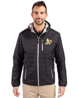 Athletics Cutter & Buck Rainier Primaloft Eco Mens Full Zip Hooded Jacket Black Front