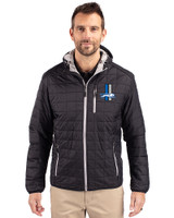 Detroit Lions Historic Cutter & Buck Rainier Primaloft Eco Mens Full Zip Hooded Jacket Black Front