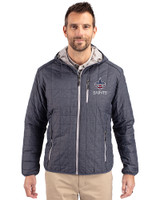New Orleans Saints Americana Cutter & Buck Rainier Primaloft Eco Mens Full Zip Hooded Jacket Anthracite Melange Front