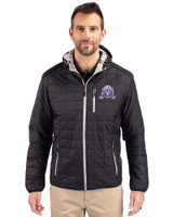 Northwestern Wildcats College Vault Cutter & Buck Rainier Primaloft Eco Mens Full Zip Hooded Jacket Black Front