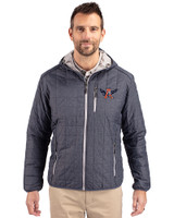 Auburn Tigers College Vault Cutter & Buck Rainier Primaloft Eco Mens Full Zip Hooded Jacket Anthracite Melange Front
