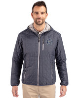 Penn State Nittany Lions College Vault Cutter & Buck Rainier Primaloft Eco Mens Full Zip Hooded Jacket Anthracite Melange Front