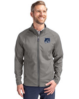 New Hampshire Wildcats College Vault Cutter & Buck Adapt Eco Knit Hybrid Recycled Mens Big & Tall Full Zip Jacket Elemental Grey Front