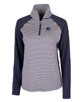New Hampshire Wildcats College Vault Cutter & Buck Forge Tonal Stripe Stretch Half Zip Womens Top LYN_MANN_HG 
