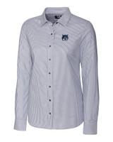 New Hampshire Wildcats College Vault Cutter & Buck Stretch Oxford Stripe Womens Long Sleeve Dress Shirt CC_MANN_HG 
