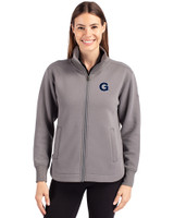 Georgetown Hoyas Cutter & Buck Roam Epic Versatility Full Zip Recycled Womens Jacket Elemental Grey Front