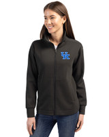 Kentucky Wildcats Cutter & Buck Roam Epic Versatility Full Zip Recycled Womens Jacket Black Front