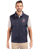 Seattle Mariners Stars & Stripes Cutter & Buck Stealth Hybrid Quilted Mens Windbreaker Vest Liberty Navy Front