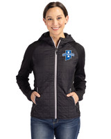 Indiana State Sycamores Cutter & Buck Rainier Primaloft Womens Eco Full Zip Hybrid Jacket Black Front