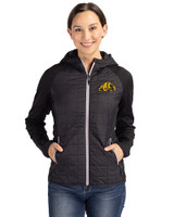 Bowie State Bulldogs Cutter & Buck Rainier Primaloft Womens Eco Full Zip Hybrid Jacket Black Front