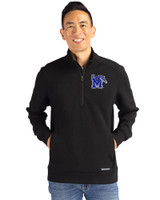 Memphis Tigers Cutter & Buck Roam Epic Versatility Recycled Quarter Zip Mens Pullover Black Front