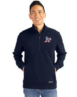 Athletics Stars And Stripes Cutter & Buck Roam Epic Versatility Recycled Quarter Zip Mens Pullover Navy Blue Front