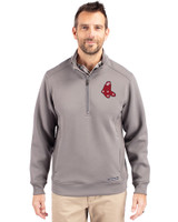 Boston Red Sox Cooperstown Cutter & Buck Roam Epic Versatility Recycled Quarter Zip Mens Pullover Elemental Grey Front