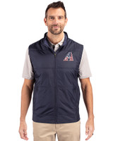 Arizona Diamondbacks Stars & Stripes Cutter & Buck Stealth Hybrid Quilted Mens Big and Tall Windbreaker Vest Liberty Navy Front