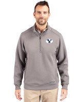 Brigham Young Cougars Cutter & Buck Roam Epic Versatility Recycled Quarter Zip Mens Pullover Elemental Grey Front